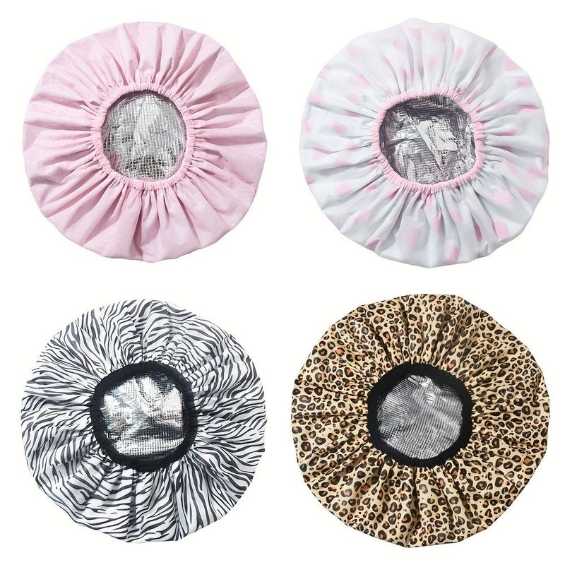 Aluminum Foil One Piece Shower Cap For Deep Conditioning Home Salon Use Zebra Baked Oil Hat - Image 2