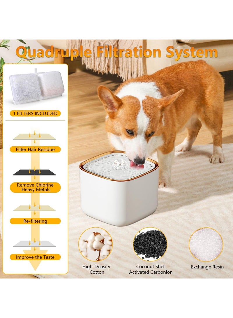 نافورة مياه للقطط، موزع مياه أوتوماتيكي هادئ للغاية للكلاب من نيكومي 3 لتر مع فلتر مياه ومحول طاقة، سهل التنظيف، صحي، نافورة مياه للحيوانات الأليفة للقطط والكلاب والحيوانات الأليفة المتعددة (أبيض) - Image 2