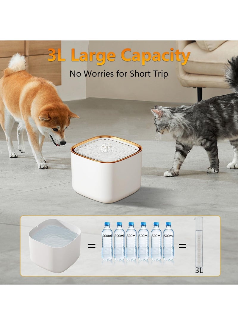 نافورة مياه للقطط، موزع مياه أوتوماتيكي هادئ للغاية للكلاب من نيكومي 3 لتر مع فلتر مياه ومحول طاقة، سهل التنظيف، صحي، نافورة مياه للحيوانات الأليفة للقطط والكلاب والحيوانات الأليفة المتعددة (أبيض) - Image 3