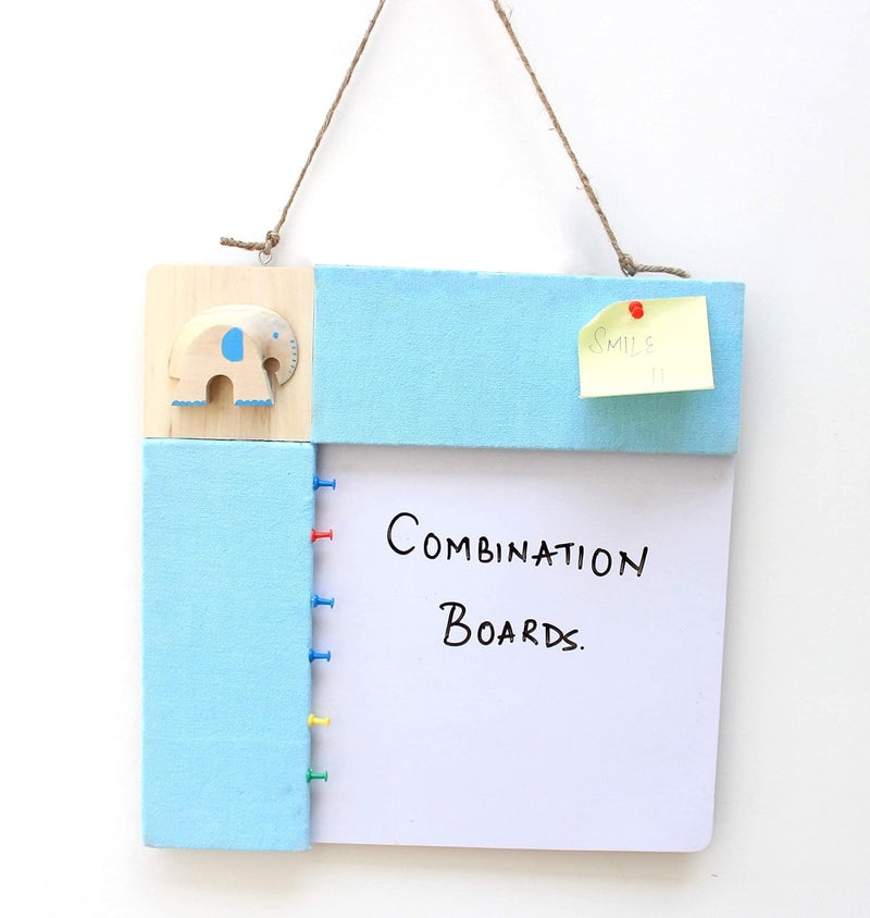 IVEI Wood Combination Board with Pin Board & Whiteboard Best Gift for Home, Office, School | Office Wall Accessories | Utility Boards (Elephant - Blue) - Image 5