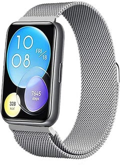 Generic Replacement Band Compatible with Huawei Watch Fit 2 Band Magnetic Stainless Steel strap Milanese Loop Watch Band Quick Release Replacement Sports Straps for Watch Fit 2 (silver) 