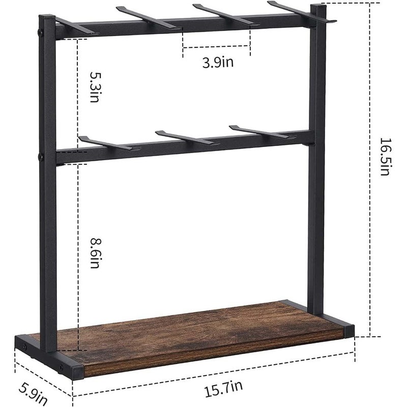 Dantawood Coffee Mug Holder Stand 2 Tier Countertop Mug Tree Holder Rack with Storage Base Vintage Mug Holders for Kitchen 14Cup Hooks - Image 4