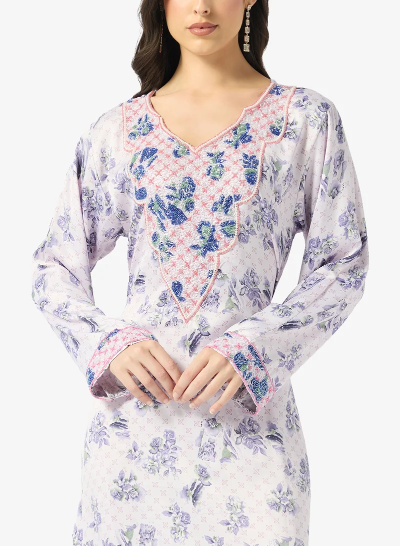 ARABIAN CLOSET Embellished Belted Jalabiya