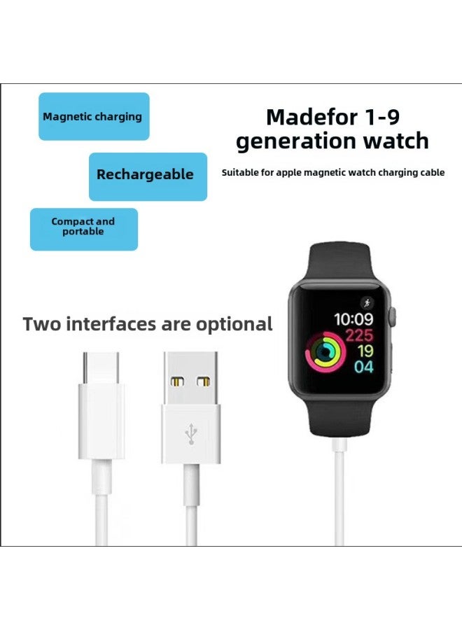 For Apple IWatch Watch Charger Support S1-S9 Square Magnetic Charger-Color:Large C Port Fast Charging Aluminum Alloy  - Image 1