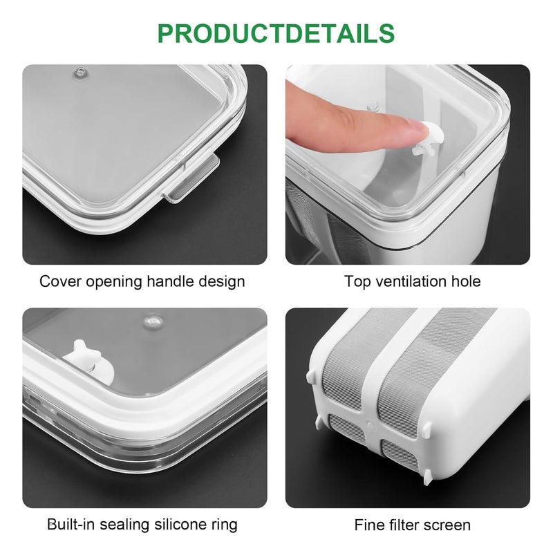 Hoxxu مصفي الزبادي اليوناني، 1100 مل مصفاة زبادي متعددة مع كيس شبكي ناعم وغطاء للزبادي اليوناني السميك، حليب الصويا، الكفير، التوت، الحساء، عصير الفاكهة، القهوة - Image 3