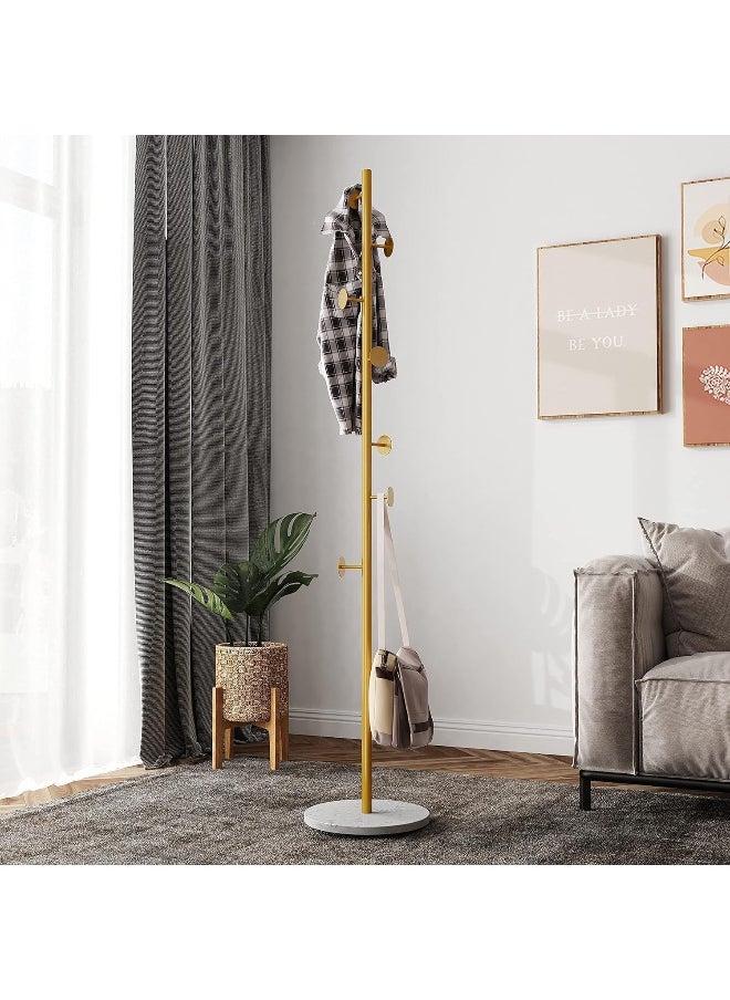 دي إم جي تك رفوف معدنية منفصلة ، شجرة القاعة مع قبعة 170CM ، رفوف معدني لشنق شاحن ، حقيبة ظهر ، محفظة ، رفوف ملابس بسيطة ، رفوف ملابس أنيقة ، مع قاعدة مستديرة من الرخام مستقرة ، 7 قبعات  - Image 1