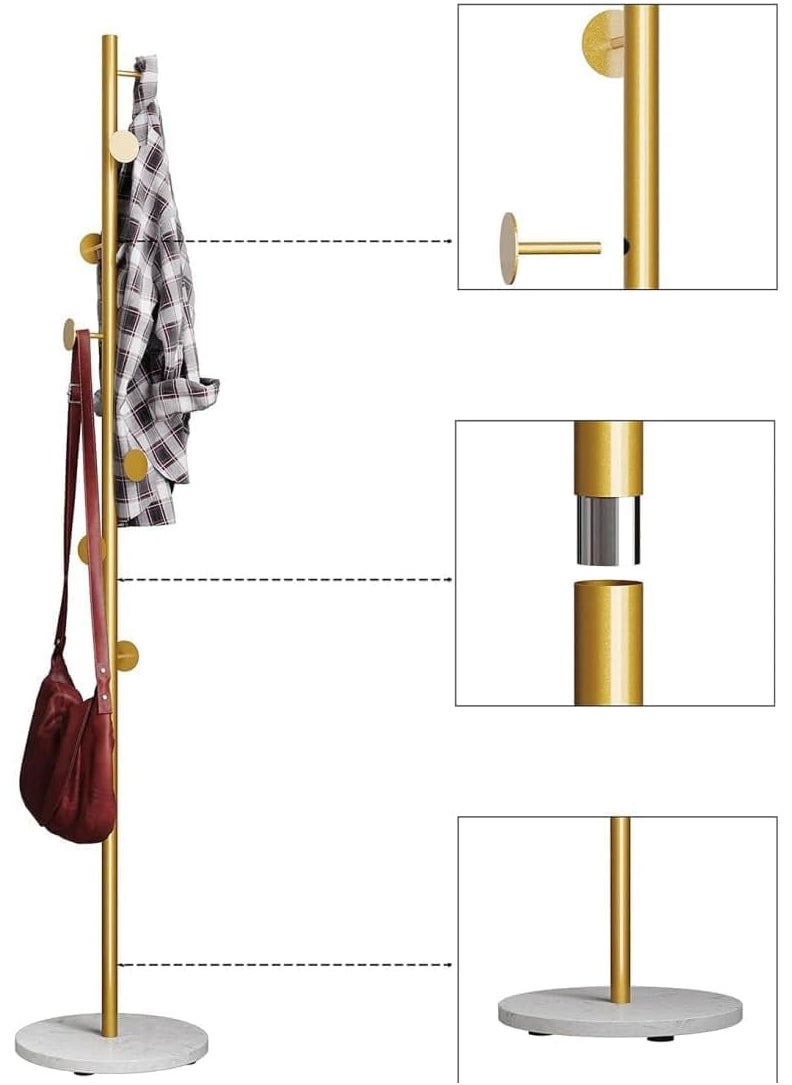 دي إم جي تك رفوف معدنية منفصلة ، شجرة القاعة مع قبعة 170CM ، رفوف معدني لشنق شاحن ، حقيبة ظهر ، محفظة ، رفوف ملابس بسيطة ، رفوف ملابس أنيقة ، مع قاعدة مستديرة من الرخام مستقرة ، 7 قبعات  - Image 3