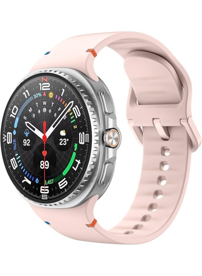 سوار سيليكون متوافق مع ساعة سامسونج جالاكسي 8 مقاس 40 ملم و44 ملم وساعة جالاكسي 8 كلاسيك مقاس 46 ملم، سوار معصم رياضي ناعم ومقاوم للماء لساعة جالاكسي 8 إصدار 2025 بينك - Image 1