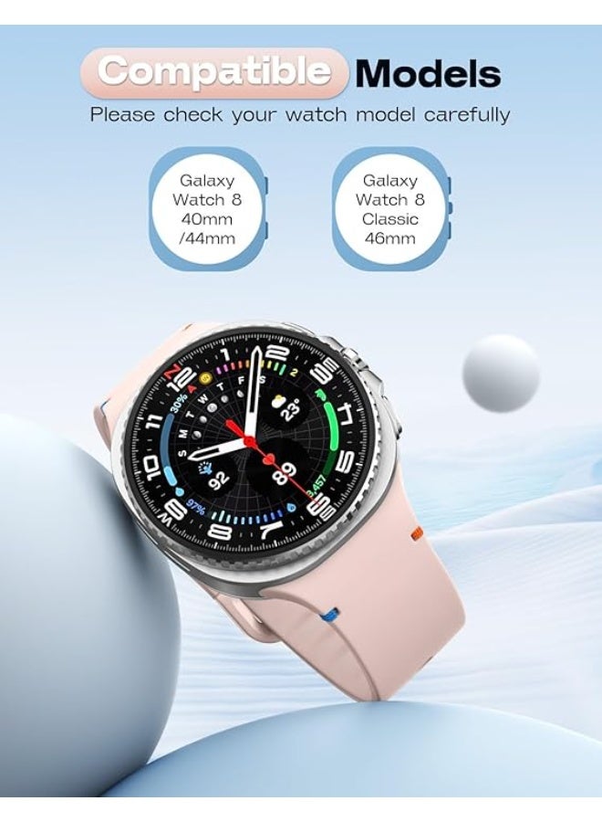 سوار سيليكون متوافق مع ساعة سامسونج جالاكسي 8 مقاس 40 ملم و44 ملم وساعة جالاكسي 8 كلاسيك مقاس 46 ملم، سوار معصم رياضي ناعم ومقاوم للماء لساعة جالاكسي 8 إصدار 2025 بينك - Image 2