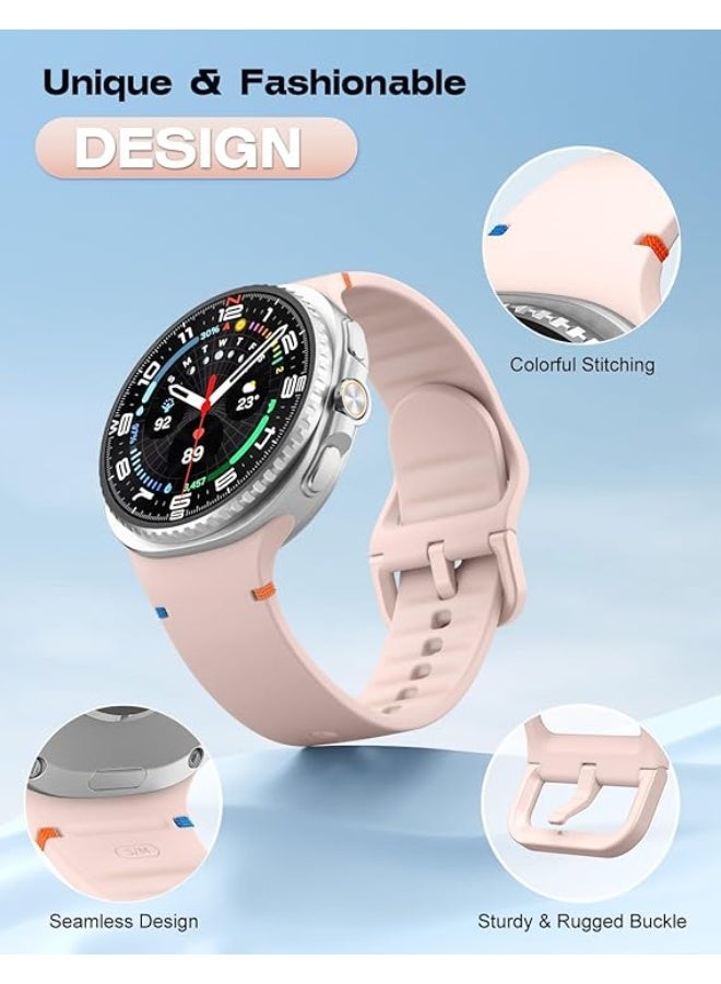 سوار سيليكون متوافق مع ساعة سامسونج جالاكسي 8 مقاس 40 ملم و44 ملم وساعة جالاكسي 8 كلاسيك مقاس 46 ملم، سوار معصم رياضي ناعم ومقاوم للماء لساعة جالاكسي 8 إصدار 2025 بينك - Image 3