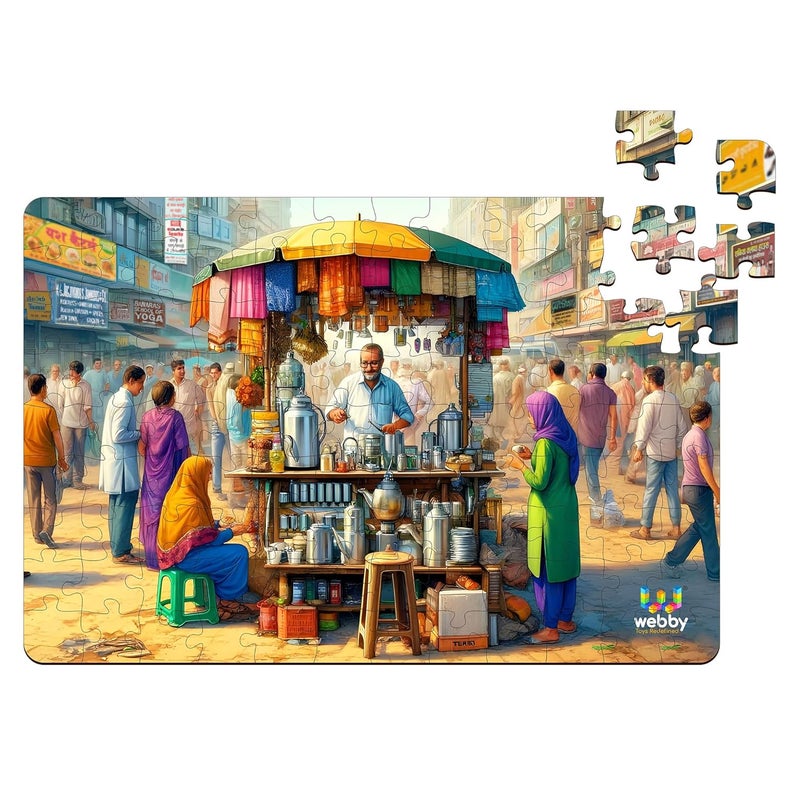 Webby Indian Tea Seller Jigsaw Puzzle for Kids, 108 Pieces - Image 1