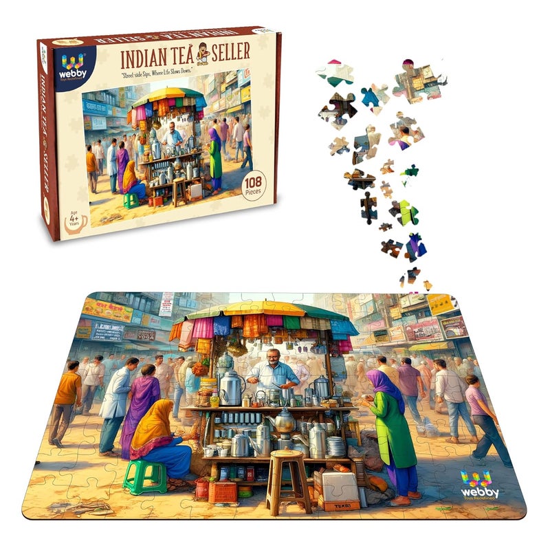 Webby Indian Tea Seller Jigsaw Puzzle for Kids, 108 Pieces - Image 4