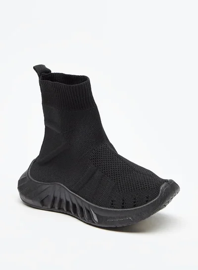 shoexpress Girls Solid Slip-On High Top Sneakers with Pull Tabs