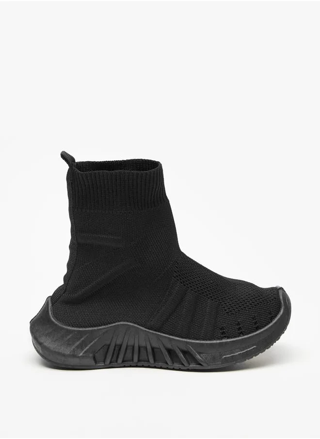 شو اكسبرس Girls Solid Slip-On High Top Sneakers with Pull Tabs