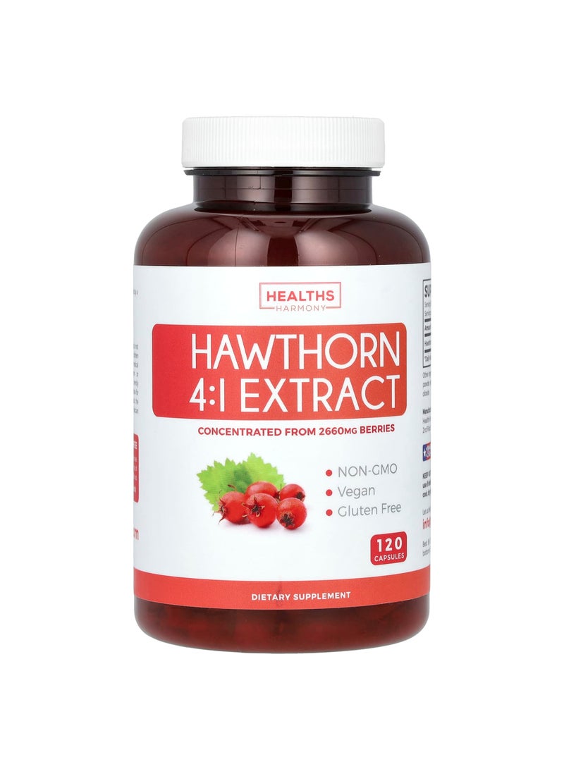 Hawthorn 4:1 Extract, 120 Capsules (665 mg per Capsule)