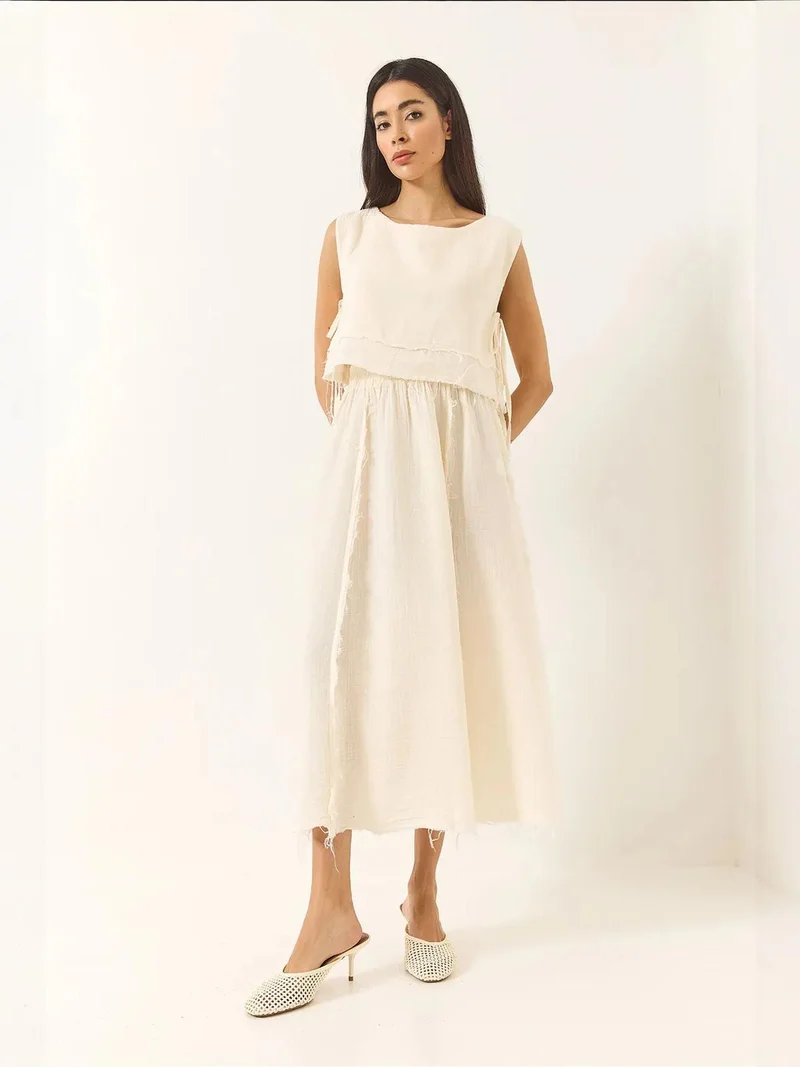 بيانكو لوتشي طقم تونيك قطني مزخرف وبنطلون واسع الساق من لوكسي