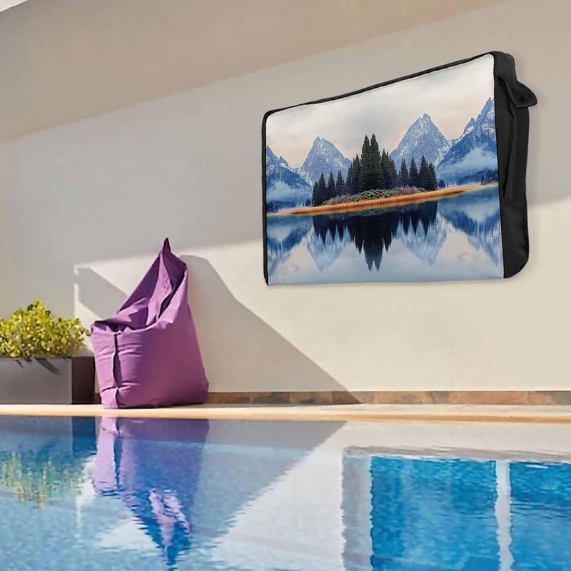 Modern Landscape Waterproof Outdoor TV Cover, Tree Lake Snow Mountain Outside Weatherproof TV Enclosures for 60 to 65 Inch LCD Television Shield Flat Screen Protectors - Image 4