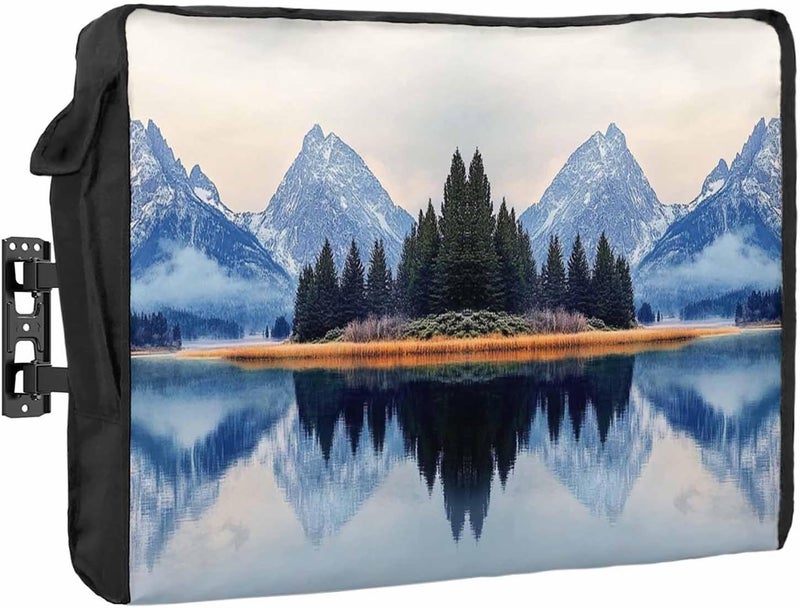 Modern Landscape Waterproof Outdoor TV Cover, Tree Lake Snow Mountain Outside Weatherproof TV Enclosures for 60 to 65 Inch LCD Television Shield Flat Screen Protectors - Image 1