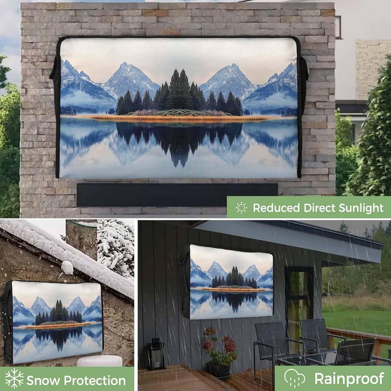 Modern Landscape Waterproof Outdoor TV Cover, Tree Lake Snow Mountain Outside Weatherproof TV Enclosures for 60 to 65 Inch LCD Television Shield Flat Screen Protectors - Image 3
