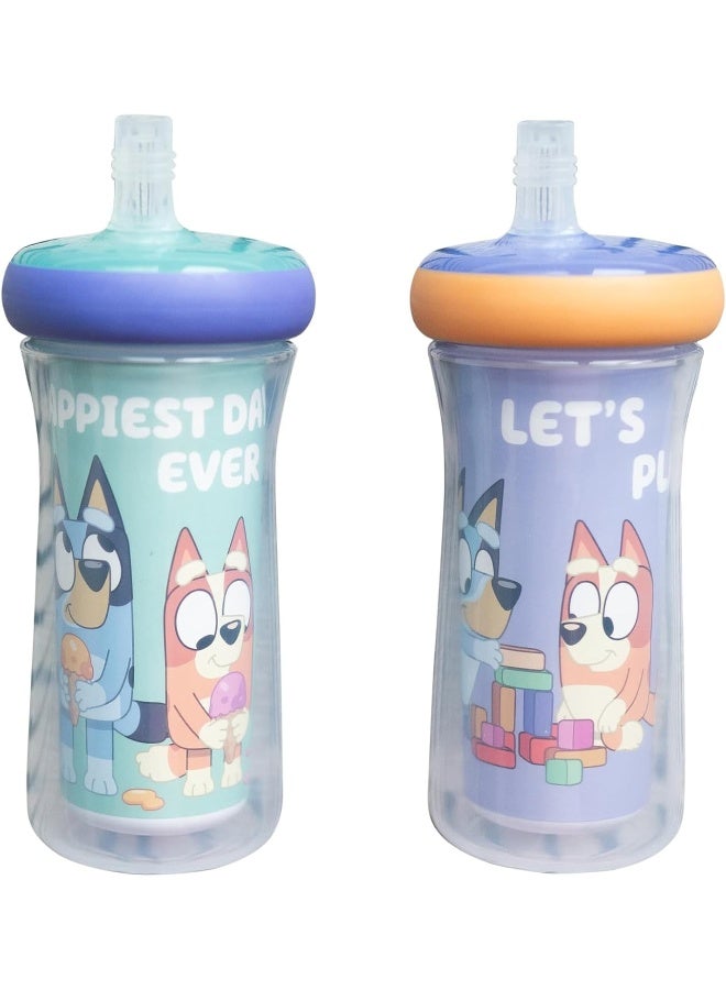 the FIRST years كوب بلوي المعزول مع الشفاطة من ذا فيرست ييرز - أكواب سبي من بلوي مع الشفاطة - زجاجات ماء للأطفال - 9 أونصات - عبوة من 2 - للأعمار من 9 أشهر وما فوق - Image 1