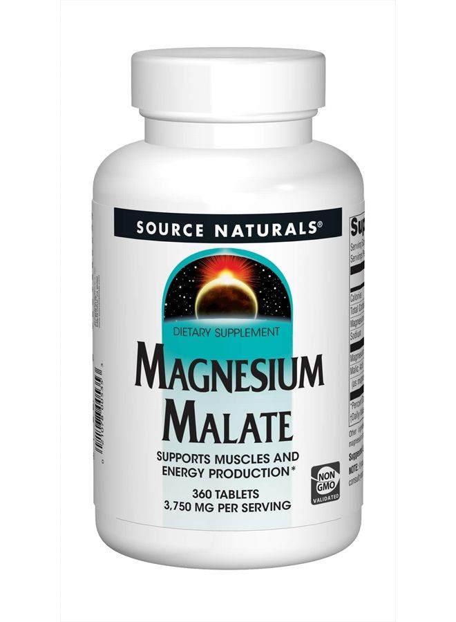 Source Naturals Magnesium Malate 3750 mg per Serving - For Energy Production - 360 Tablets - Image 1