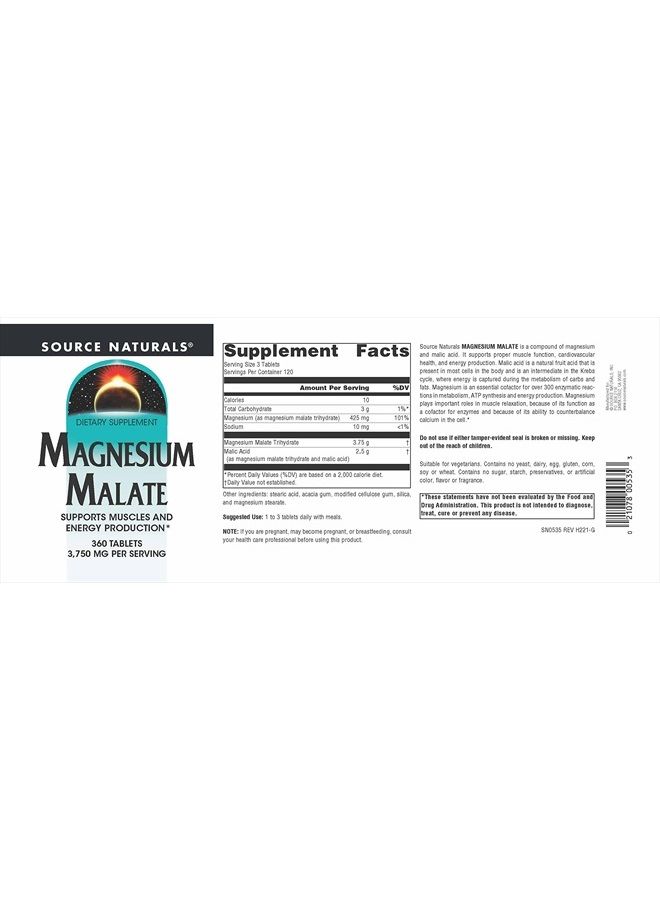 Source Naturals Magnesium Malate 3750 mg per Serving - For Energy Production - 360 Tablets - Image 4