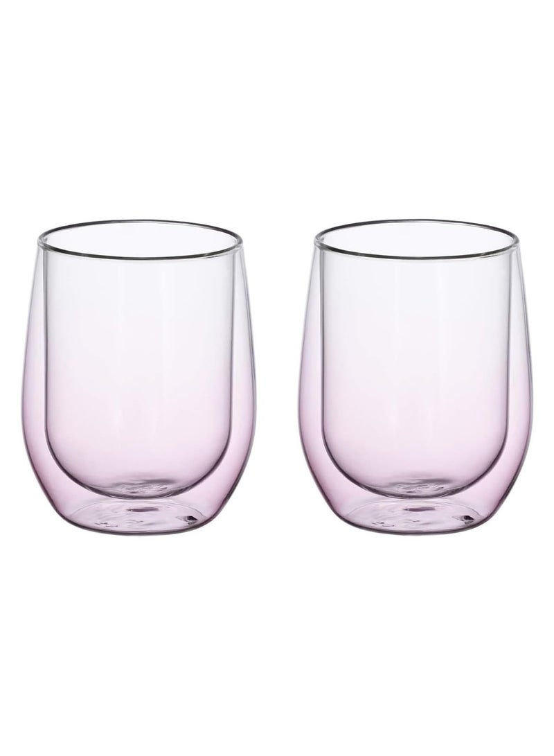 BLACKSTONE 2-Piece Double Wall Glass Tea Coffee Cups Set Color Pink DG-517 300 ml - Image 1