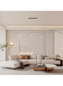 Ganeed Modern Pendant Lighting, Chrome LED Dimmable Linear Wave Pendant Lights Hanging 120cm Adjustable Chandelier for Kitchen Island Living Dining Room Hallway, 40W  - Image 2