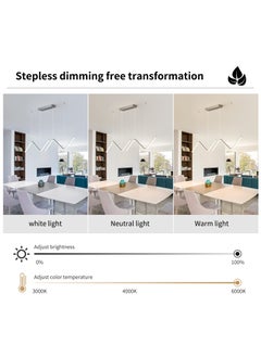 Ganeed Modern Pendant Lighting, Chrome LED Dimmable Linear Wave Pendant Lights Hanging 120cm Adjustable Chandelier for Kitchen Island Living Dining Room Hallway, 40W  - Image 5