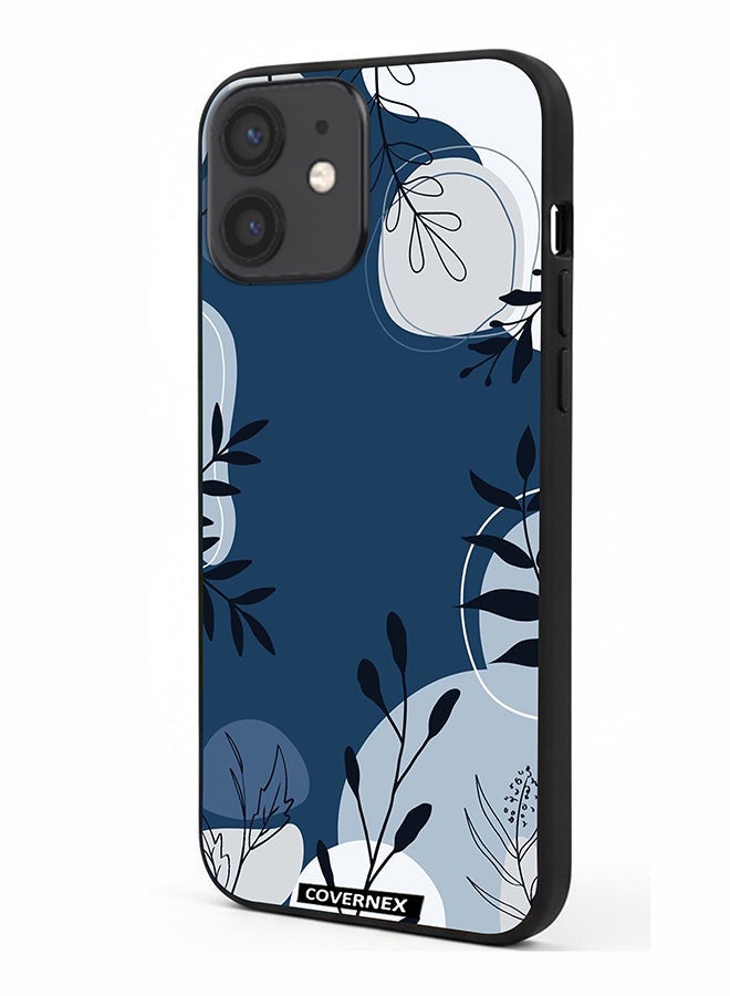 Covernex Apple iPhone 12 Mini Protective Case Cover Printed Featuring Delicate Laf and Plant Outlines - Image 1