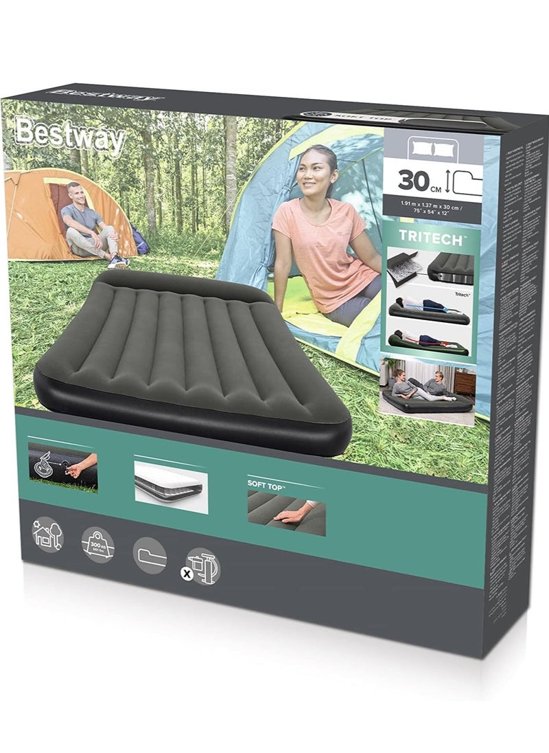 Bestway - Inflatable Tritech Full Air Mattress | Durable Tritech, Built-in Pillow with Fast Inflation,191 X 137 X 30 cm, Model: 67681 - Image 1