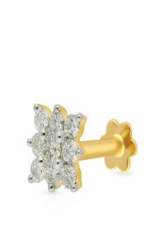 Malabar Gold and Diamonds دبوس أنف من الألماس الأصفر النقي 18 قيراطًا 750 درجة نقاء MNGNNP0384YVVSVS-GH للنساء  - Image 1