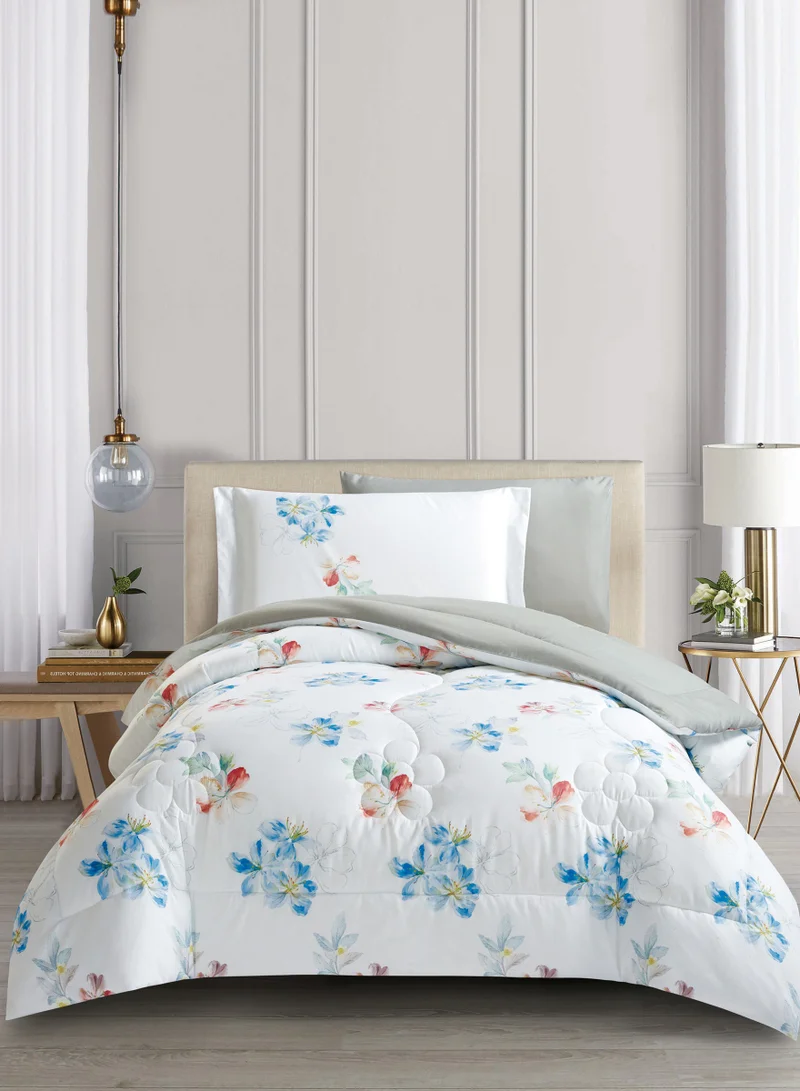 Donetella Bedding Comforter Set, twin Size Fits 120x200 cm - 4-Pcs Digital Print Quilted Bed Set, Microfiber Fabric - 1 Comforter, 1 Fitted Sheet, 1 Pillow Shams, 1 Pillowcases.