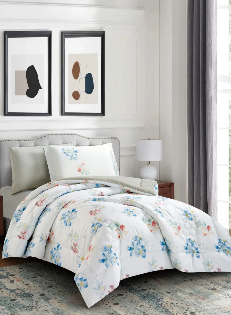 Donetella Bedding Comforter Set, twin Size Fits 120x200 cm - 4-Pcs Digital Print Quilted Bed Set, Microfiber Fabric - 1 Comforter, 1 Fitted Sheet, 1 Pillow Shams, 1 Pillowcases.