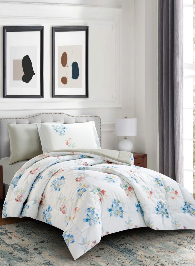 Donetella Bedding Comforter Set, twin Size Fits 120x200 cm - 4-Pcs Digital Print Quilted Bed Set, Microfiber Fabric - 1 Comforter, 1 Fitted Sheet, 1 Pillow Shams, 1 Pillowcases. - Image 2