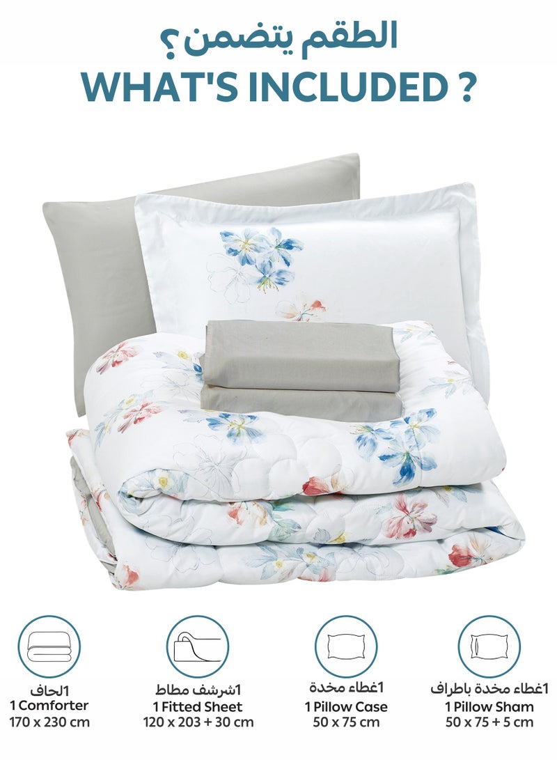 Donetella Bedding Comforter Set, twin Size Fits 120x200 cm - 4-Pcs Digital Print Quilted Bed Set, Microfiber Fabric - 1 Comforter, 1 Fitted Sheet, 1 Pillow Shams, 1 Pillowcases. - Image 4