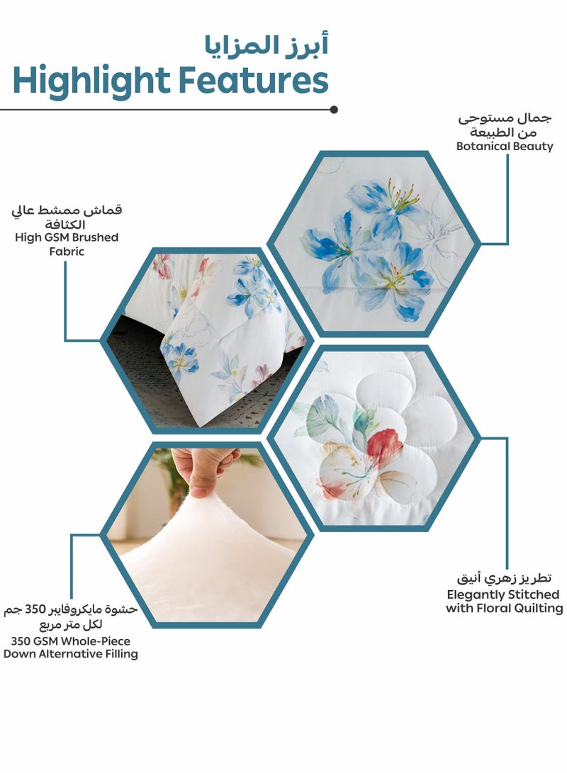 Donetella Bedding Comforter Set, twin Size Fits 120x200 cm - 4-Pcs Digital Print Quilted Bed Set, Microfiber Fabric - 1 Comforter, 1 Fitted Sheet, 1 Pillow Shams, 1 Pillowcases. - Image 5