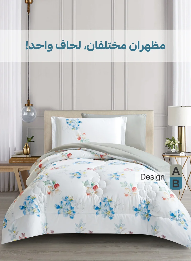 دوناتيلا طقم مفرش سرير 4 قطع مقاس مفرد ونص يناسب سرير 120×200 , تصميم مشجر انيق , مايكروفايبر فائق النعومة , يناسب جميع الفصول