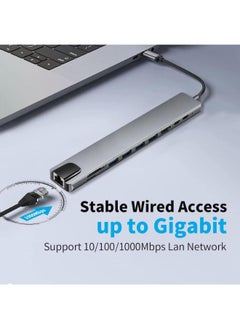 Generic USB C Hub Adapter, 10 in 1 Type C Dongle Station, USB-C to 4K HDMI Multiport Converter with RJ45 Ethernet, USB 3.0, 100W PD, SD/TF Card Reader, for PC, iPad, Other USB C Devices  - Image 2