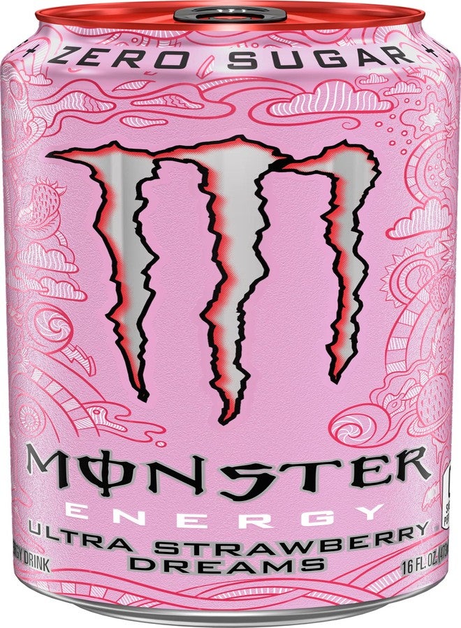 Monster Energy Ultra Strawberry Dreams, Sugar Free Energy Drink, 16oz