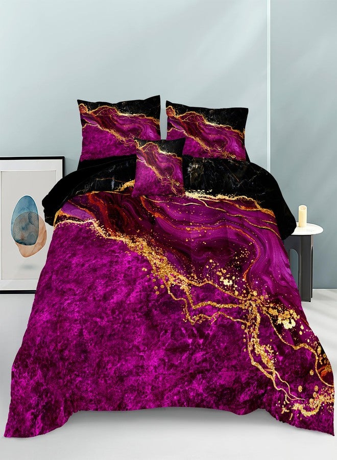 Bedorm Black Gold Comforter Set Hot Pink Marble Bedding Set Queen Size Black Marble Stone Abstract Artwork Bedroom Decor Black Marble Comforter Sets for All Season - Image 2