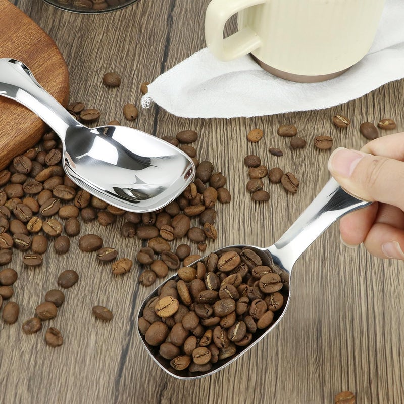 QWORK 1/4 Cup 60 ml Leave-in Canister Scoops, Set of 2 Polished 304 Stainless Steel Utility Scoop, Coffee Beans Scoops - Image 4