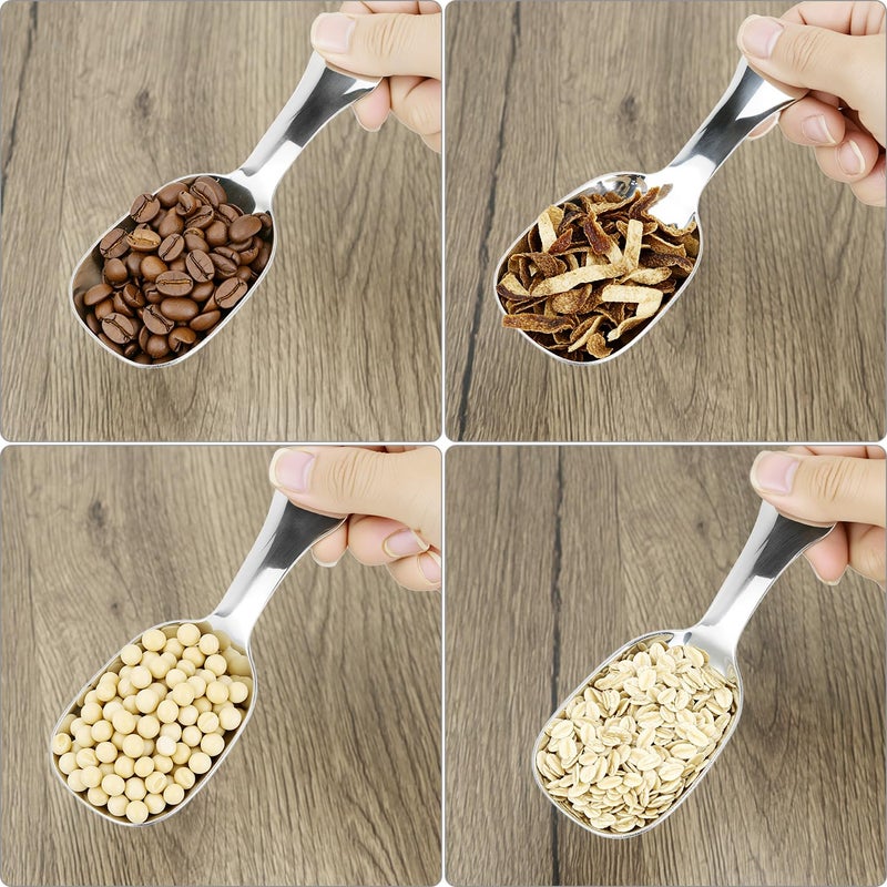 QWORK 1/4 Cup 60 ml Leave-in Canister Scoops, Set of 2 Polished 304 Stainless Steel Utility Scoop, Coffee Beans Scoops - Image 5