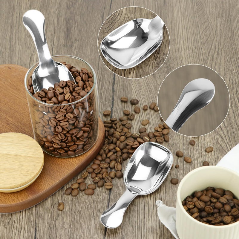 QWORK 1/4 Cup 60 ml Leave-in Canister Scoops, Set of 2 Polished 304 Stainless Steel Utility Scoop, Coffee Beans Scoops - Image 3