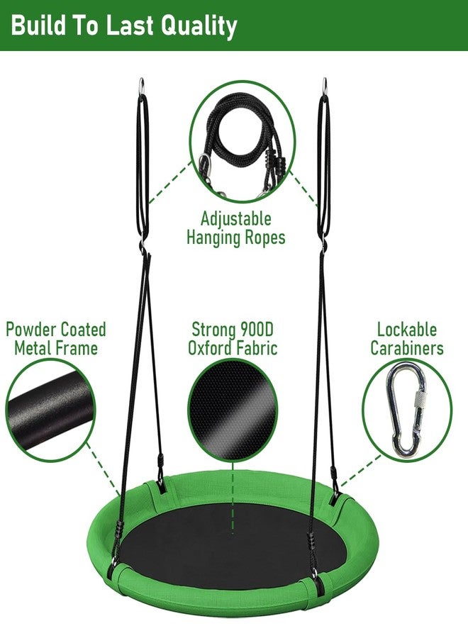 Ansionsol 24 Inch Saucer Tree Swing Set for Kids & Adults, Adjustable Flying Swing Seat for Backyard or Outdoor Playground, Green & Black - Image 2