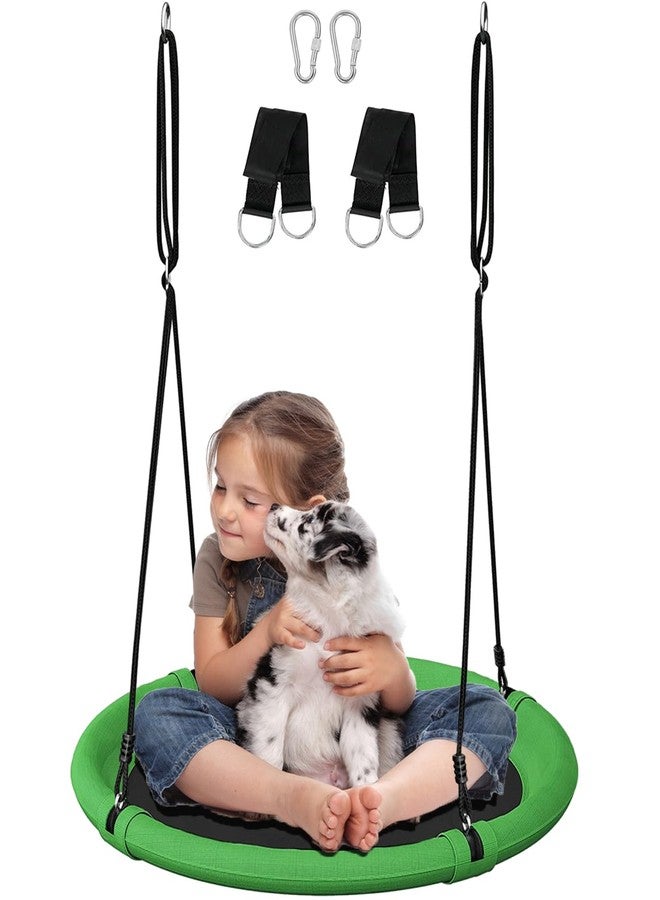 Ansionsol 24 Inch Saucer Tree Swing Set for Kids & Adults, Adjustable Flying Swing Seat for Backyard or Outdoor Playground, Green & Black - Image 1