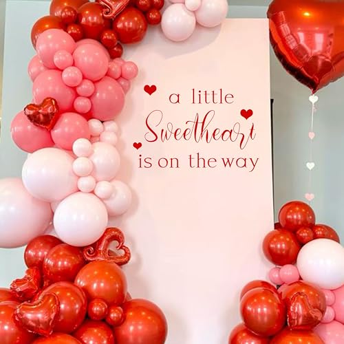 Capiont A Little Sweetheart is On The Way Decal - Gender Reveal Party Decal Sign Valentine Baby Shower Wall Stickers,Decor for Balloon Arch Backdrop Photo Props - Image 5