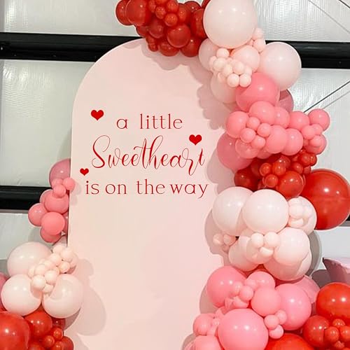 Capiont A Little Sweetheart is On The Way Decal - Gender Reveal Party Decal Sign Valentine Baby Shower Wall Stickers,Decor for Balloon Arch Backdrop Photo Props - Image 1