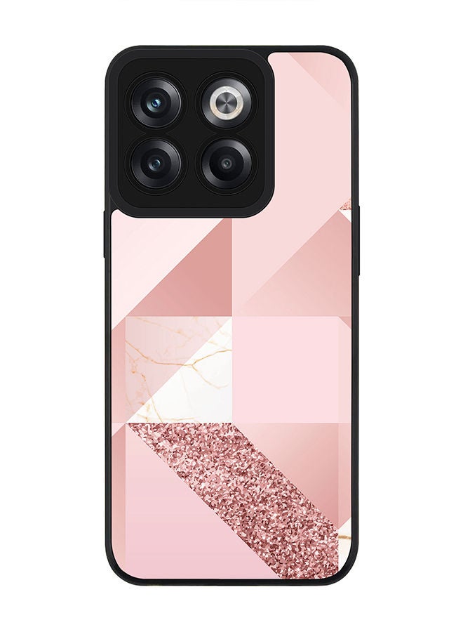 Stylizedd Rugged Black edge case for OnePlus Ace Pro Slim fit Soft Case Flexible Rubber Edges Anti Drop TPU Gel Thin Cover - Marble Pink Geometric - Image 1