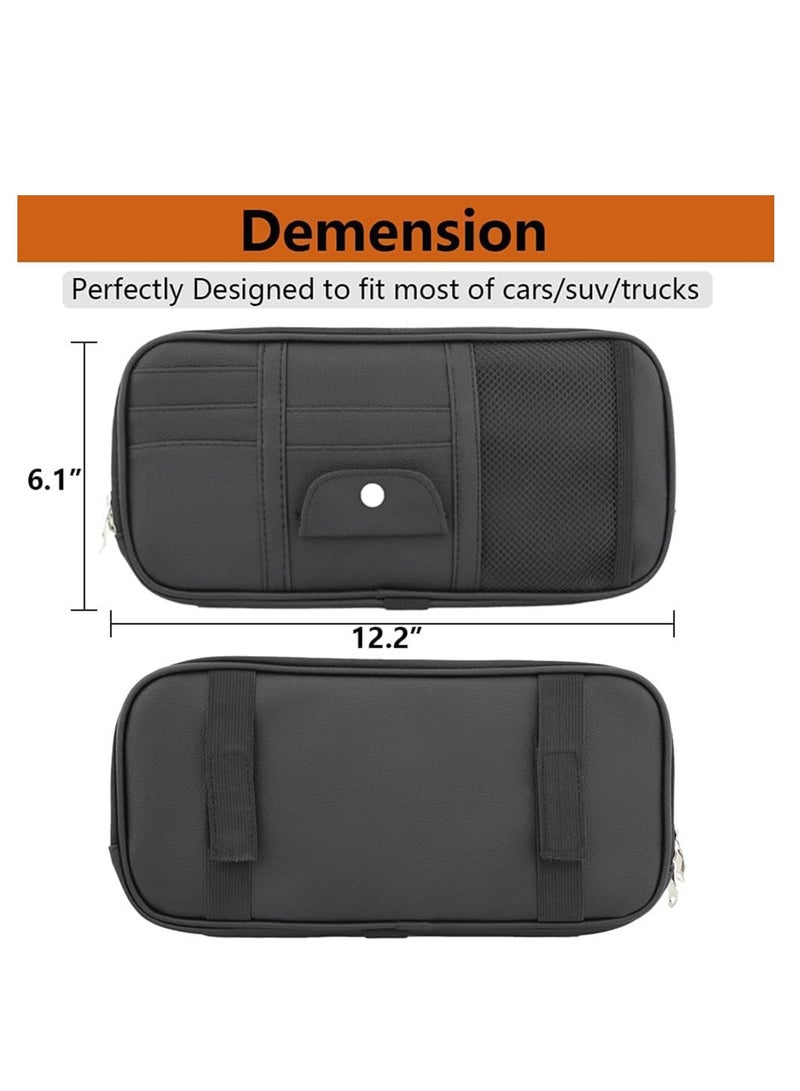 Generic Car Sun Visor Organizer, Auto Interior Accessories Pocket Organizer - Car Truck SUV Storage Pouch Holder, with Multi-Pocket Net Zipper (Black) - Image 4